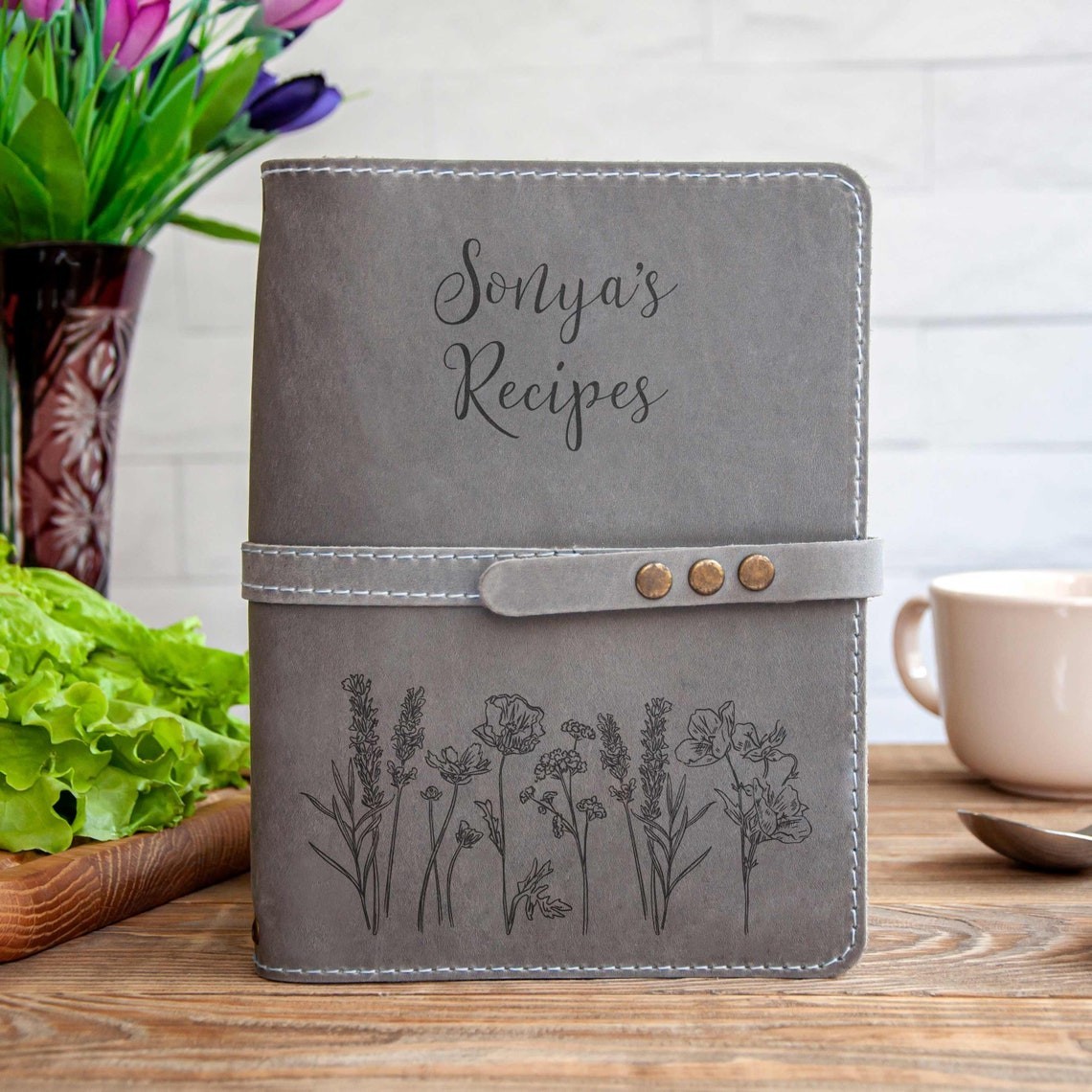 Personalized Family Leather Recipe Book Mother's Day Gift