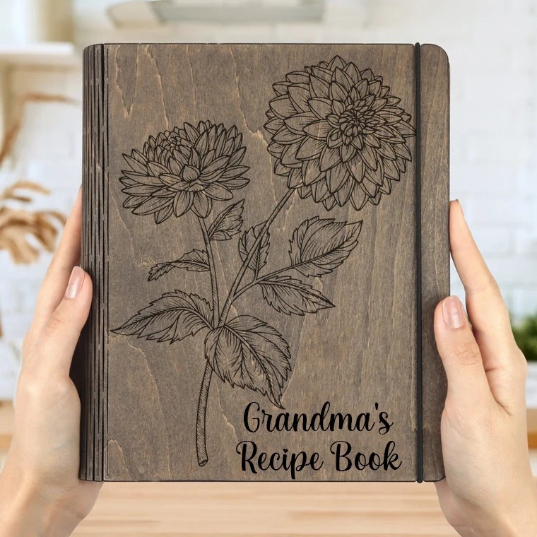 Personalized Family Wooden Recipe Book Mother's Day Gift