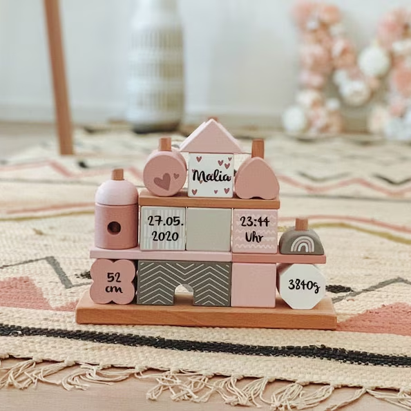 Personalized Stacking and Plugging House Kid Birthday Gift