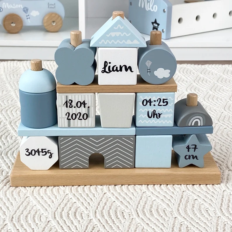 Personalized Stacking and Plugging House Kid Birthday Gift