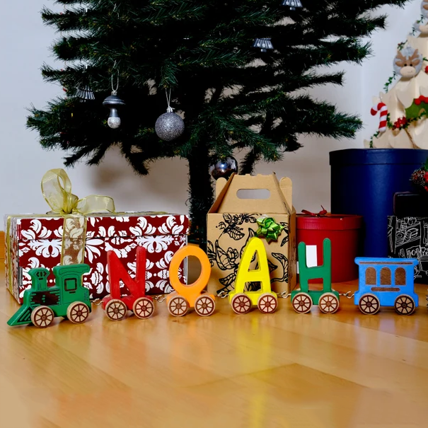 Personalized Wooden Alphabet Train Kid Birthday Gift