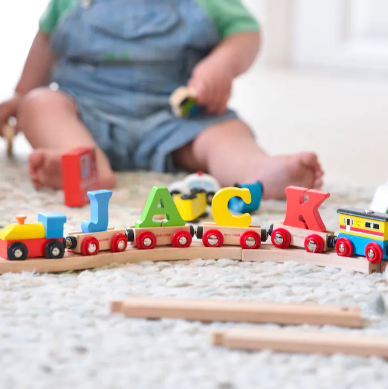 Personalized Wooden Alphabet Train Kid Birthday Gift