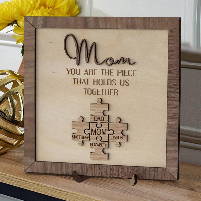 Personalized Mom Puzzle Sign With Kids Name You Are The Piece That Holds Us Together For Mother's Day Gift