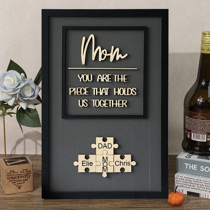 Personalized Mom Puzzle Sign With Kids Name You Are The Piece That Holds Us Together For Mother's Day Gift