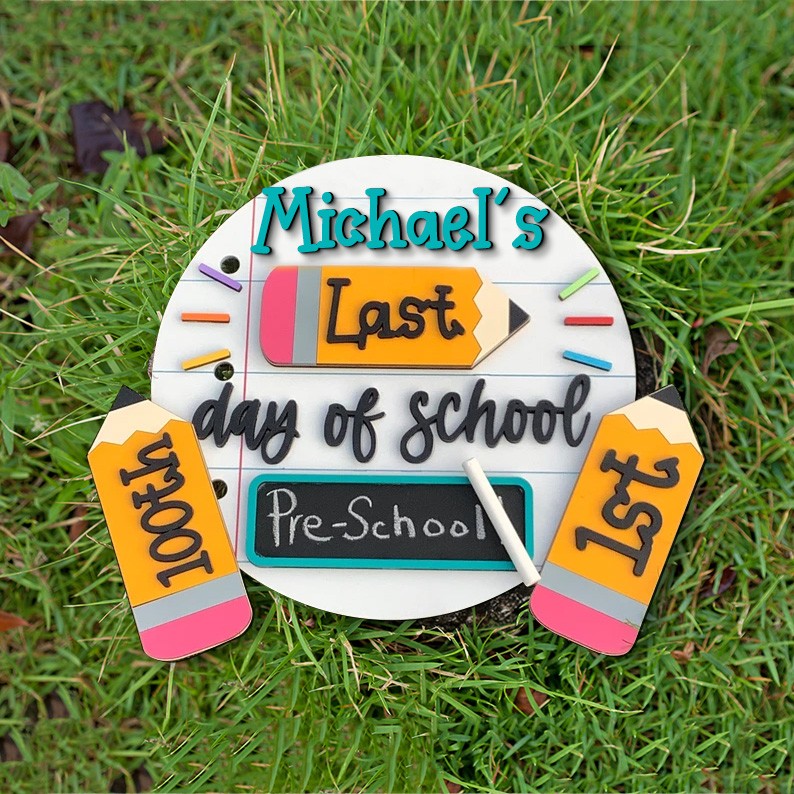 Personalized First/100th/Last Day of School Interchangeable Back to School Sign Prop For Kids Gift Ideas