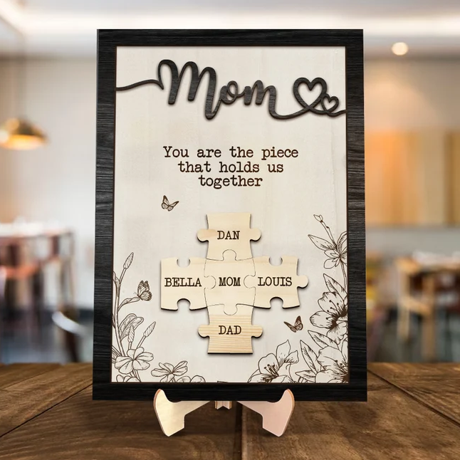 Personalized Mom Puzzle Sign With Kids Name You Are The Piece That Holds Us Together For Mother's Day Gift