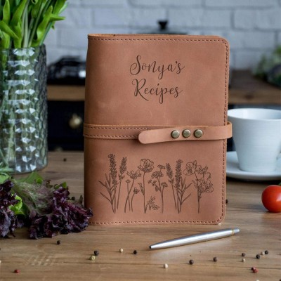 Personalized Family Leather Recipe Book Mother's Day Gift