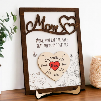 Personalized Mom Puzzle Sign With Kids Name You Are The Piece That Holds Us Together For Mother's Day Gift