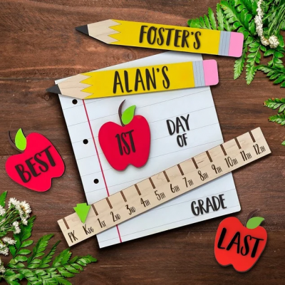 Personalized First/100th/Last Day of School Interchangeable Back to School Sign Prop For Kids Gift Ideas