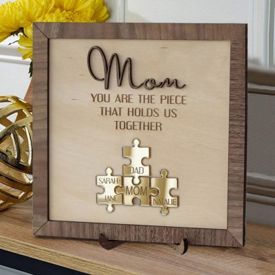 Personalized Mom Puzzle Sign With Kids Name You Are The Piece That Holds Us Together For Mother's Day Gift