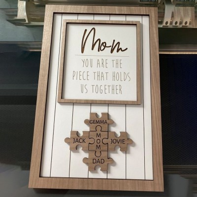 Personalized Mom Puzzle Sign With Kids Name You Are The Piece That Holds Us Together For Mother's Day Gift