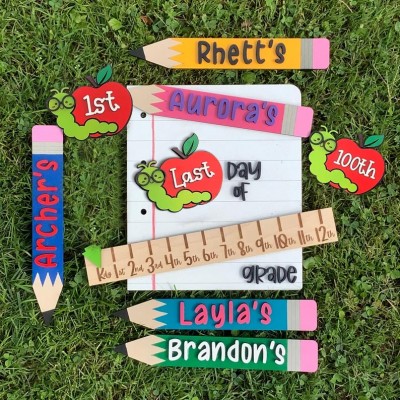 Personalized First/100th/Last Day of School Interchangeable Back to School Sign Prop For Kids Gift Ideas