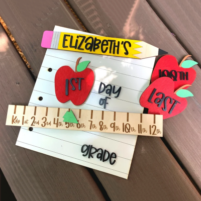 Personalized First/100th/Last Day of School Interchangeable Back to School Sign Prop For Kids Gift Ideas