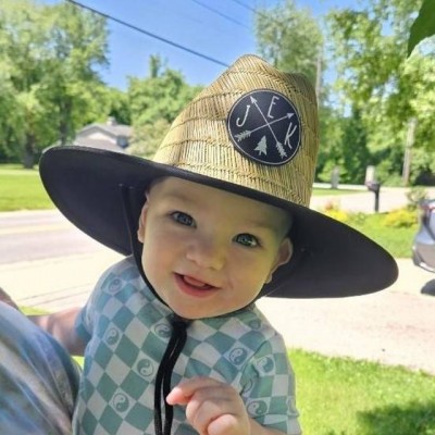 Personalized Faux Leather Name Patch Straw Sun Hat With Initials and Symbols Gift for Baby Child Adult