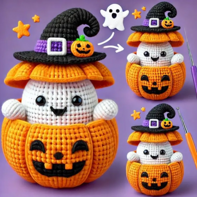 Halloween Pumpkin Ghost Dolls Crochet Toys